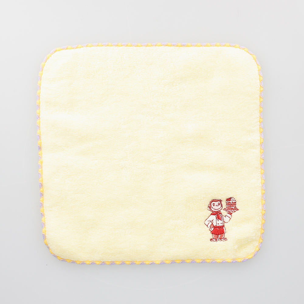 キュリアスジョージキッチン　刺繍入り今治ハンドタオル めしあがれ！（イエロー）
